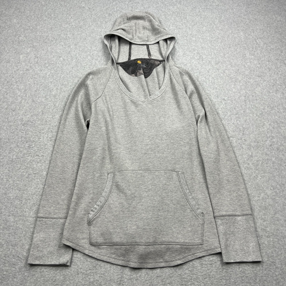 Carhartt Meadow Hoodie Women's XXL Gray Waffle Knit Rugged Thermal Pullover Top